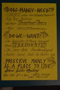 Anti high-rise flyer from Manly in the 1980s